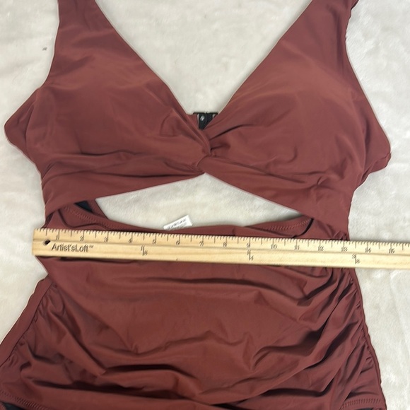 Chic Brown One-Piece Swimsuit with Asymmetrical Cut-Out - Picture 12 of 12